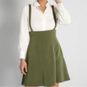 NWT Modcloth Olive Green Suspender Skirt Jumper